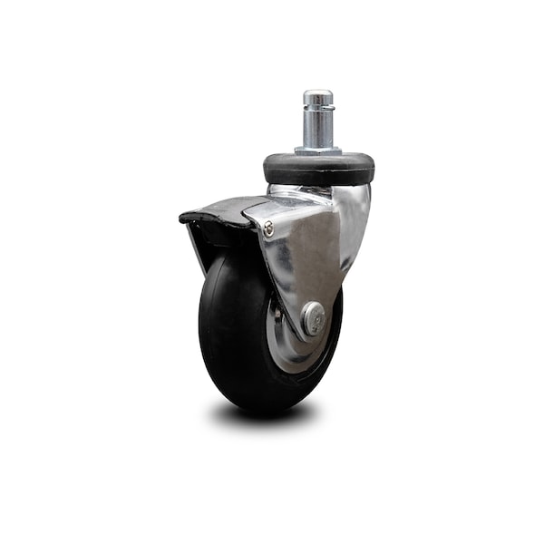 Service Caster 3 Inch Chrome Hooded Neoprene Rubber 7/8 Inch Grip Ring Stem Caster with Brake SCC-GR03S310-NPRB-BC-B-71678 - main